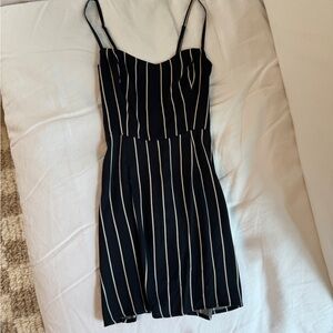 Black / white striped mini dress by Reformation